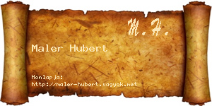 Maler Hubert névjegykártya